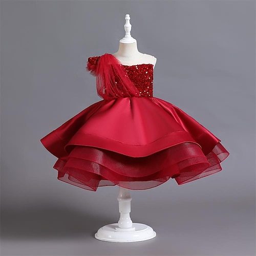 kleinkind klein mädchen kleid einfarbig skater kleid party täglich pailletten wein knielang ärmellos niedlich prinzessin kleider frühling sommer schlank 2-6 jahre Image