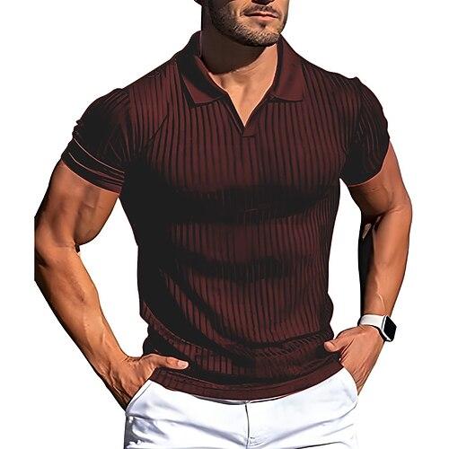 Herren Poloshirt Golfhemd Casual Festtage Kargen Kurzarm Modisch Basic Glatt Sexy Sommer Regular Fit Schwarz Wein Poloshirt