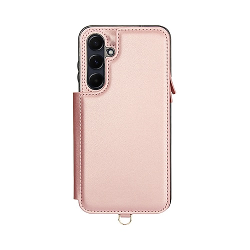 Handy Hülle Handyhüllen Für Samsung Galaxy S25 S24 S24 FE S23 S22 S21 Ultra Plus A16 A55 5G A35 5G A15 Rückseite Mit Ständer Reisverschluss mit Trageriemen Retro TPU PU-Leder Image