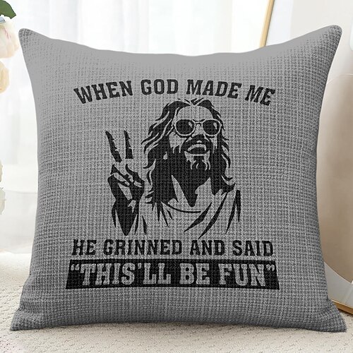 Oster Jesus Dekorative Kissenbezug 1PC Weicher quadratischer Sofakissenbezug für Schlafzimmer Wohnzimmer Sofa Stuhl Rot Grün Grau Image