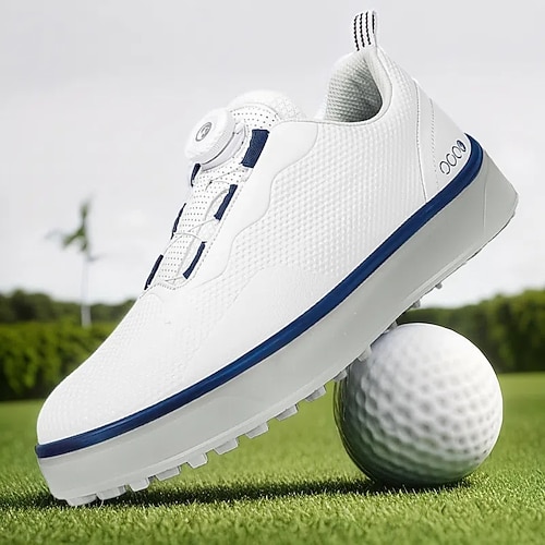 ultraleichte weiße Golfschuhe für Herren mit blauen Akzenten, Mikrofasermaterial, bequeme Passform für Profigolfer Image