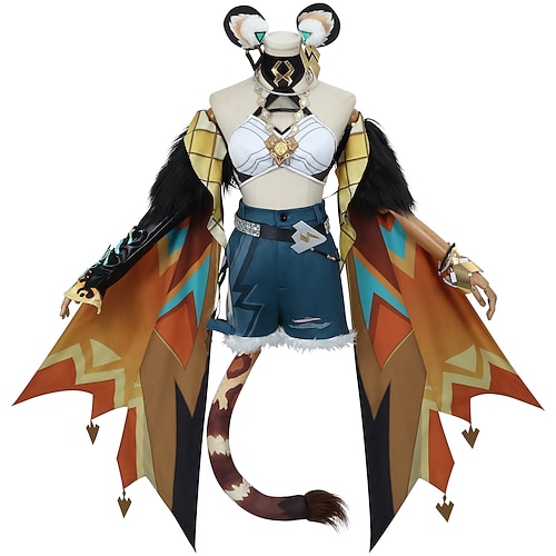 Elementar-Saga Cosplay Xilonen Anime Cosplay Kostüm Schuhe Cosplay Perücken Cosplay-Anzüge Cosplay Perücken Cosplay Schuhe Halloween Maskerade Leistung Party Hose Ärmel Umhang Für Damen Erwachsene Image