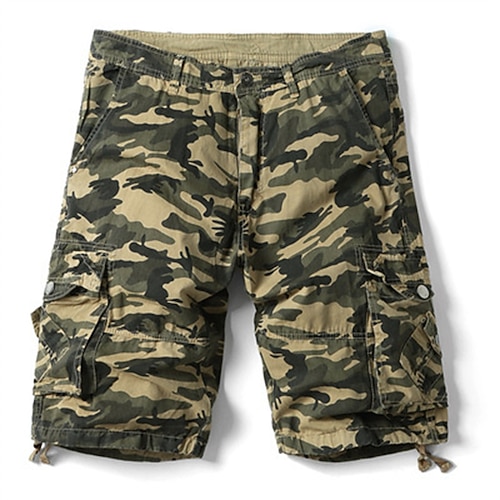 Herren Cargo-Shorts Shorts mit Camouflage-Muster Shorts Sommershorts Mehrere Taschen Klappentasche Einfach Tarnung Komfort tragbar Knielang Outdoor Sport Täglich Mode Lässig Tarnrot Tarnung Khaki Image