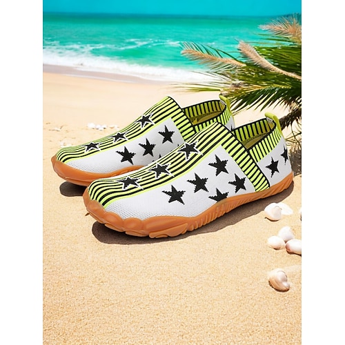 Damen Flache Schuhe Flyknit Schuhe Barfußschuhe Schuhe mit weiter Passform Täglich Unabhängigkeitstag Reise Stern Amerikanische Flagge Kontrastfarbe Flacher Absatz Runde Zehe Lässig Komfort Image