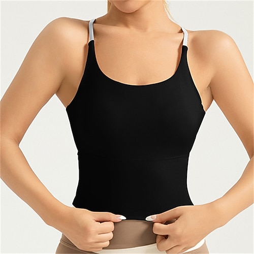 Damen Leichter Halt Sport-BH Lauf-BH Offener Rücken Überkreuzter Rücken BH-Top Gepolstert Fitness Freizeitsport Laufen Atmungsaktiv Leicht Weich Spandex Schwarz Weiß Rosa Einfarbig Image