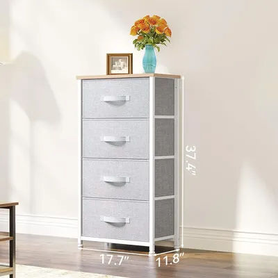 Dresser with 4 Drawers - Fabric Storage Tower, Organizer Unit for Bedroom, Living Room, Hallway,