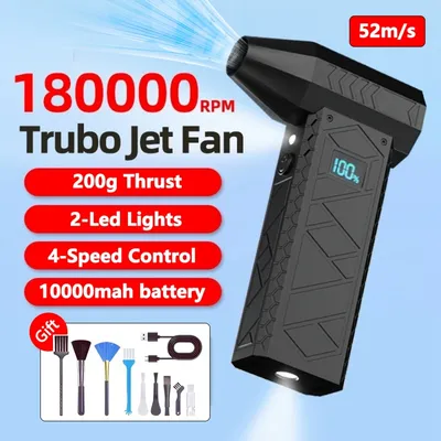 180000RPM Wireless Turbo Jet Blower Battery Level Display LED Lighting High-Speed Air Blower