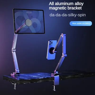 Dktop Magnetic Tablet Phone Stand Magnetic Phone Adjustable Boom Arm Stand Suitable for iPad Lazy