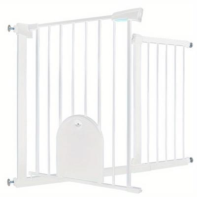 TEMU Easy-install Stainless Steel Pet Gate With Animal Door - No-drill, Double Locking Safety Barrier For , Ideal For Kitchen, Hallway, Stairs & More Image