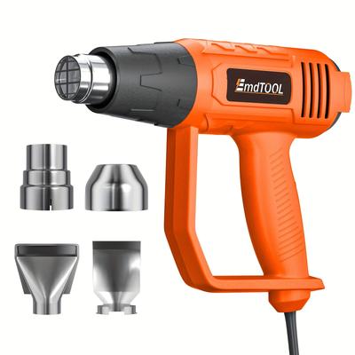 TEMU 2000w Heat , Handheld Hot Air , 2 Temperature Mode, 3 Nozzle Accessories For Diy, Paint Stripping, Pvc Shrinking, Wrapping, Embossing, Self Overheated Protection Image