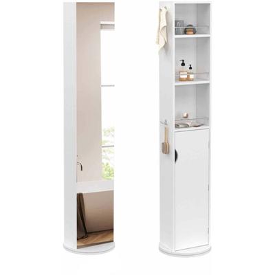 Idmarket - Drehbares Badezimmermöbel mit Spiegel, Schrank und Regalen weiß elia Image