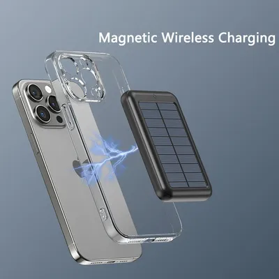 20000 mAh Magnetisches Drahtloses Ladegerät Solar Power Bank Tragbares Ladegerät Schnelllade-Powerbank für iPhone 15 Xiaomi Huawei Samsung