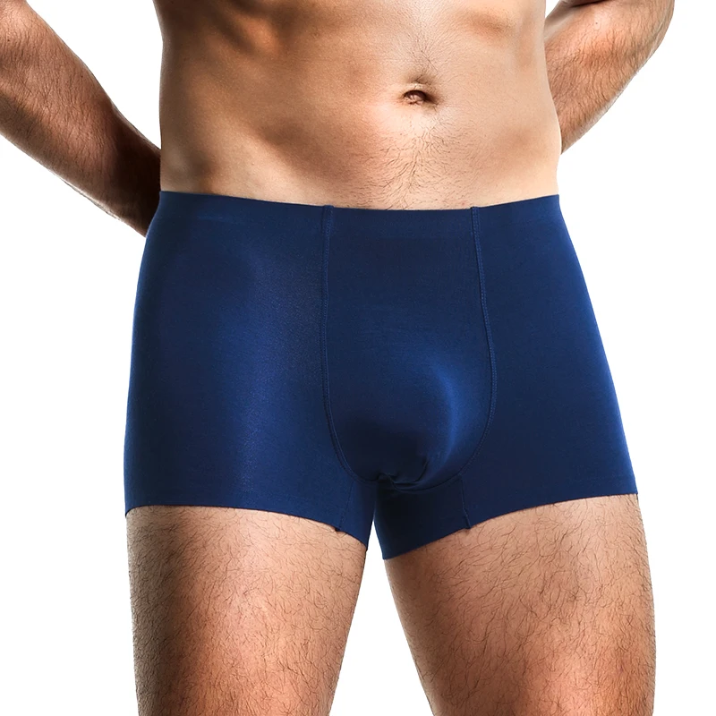 5er-Pack Herrenunterwäsche, nahtlose Boxershorts in reiner Farbe, sexy, atmungsaktive Boxershorts mit mittlerer Taille für Herren, All-Inclusive-Spot Image