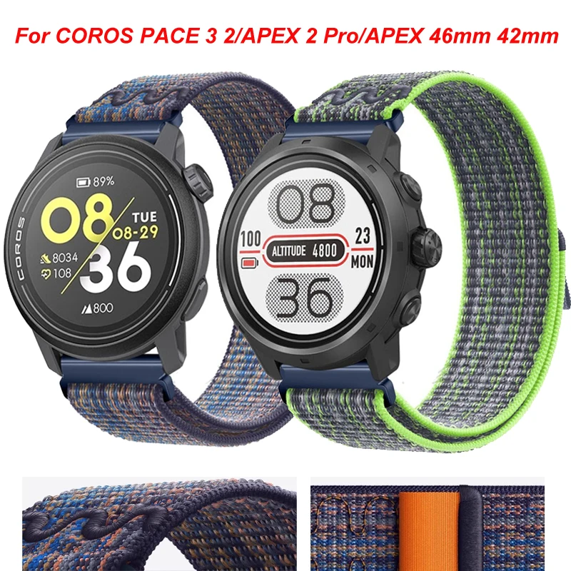 20mm 22mm Stickerei Nylon Schleife Für COROS PACE 3 2 Armband Armband Gürtel Correa Für COROS APEX/APEX 2 Pro/APEX 42mm 46mm Strap Image