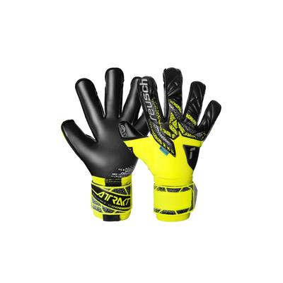 Torwarthandschuhe REUSCH "Attrakt Gold X Evolution", Damen, Gr. 8,5, silber (gelb, silberfarben), 5% Polyamid, 5% Polyurethan, 38% Polyester, 52% Elastodien, mehrfarbig, sportlich, Handschuhe, mit nahtloser Passform Image
