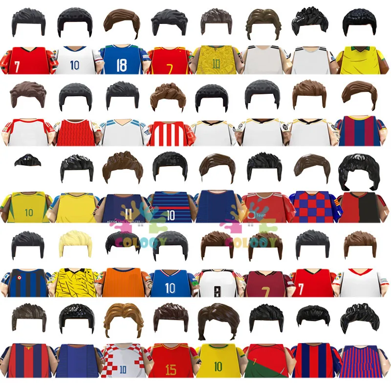 Kinderspielzeug Fußballstars Bausteine Sportspieler 4-seitig bedruckt Komplette Mini-Actionfiguren Spielzeug für Jungen Geburtstagsgeschenke Image