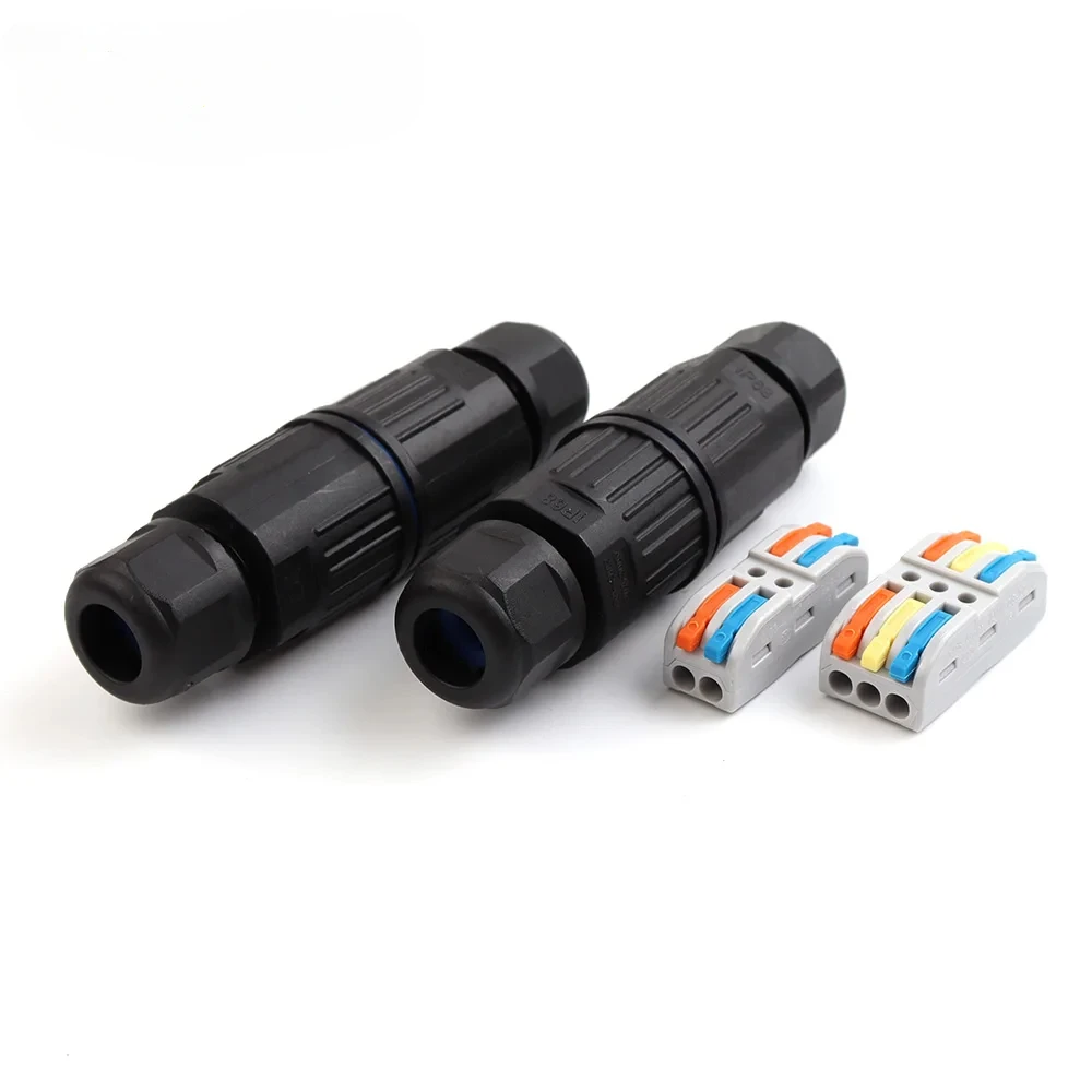 IP68 wasserdichter Kabelstecker, schnelle Verbindung, 2 Eingänge, 2 Ausgänge, 3 Eingänge, 3 Ausgänge, 2/3-poliger elektrischer Anschlussadapter-Drahtstecker Image
