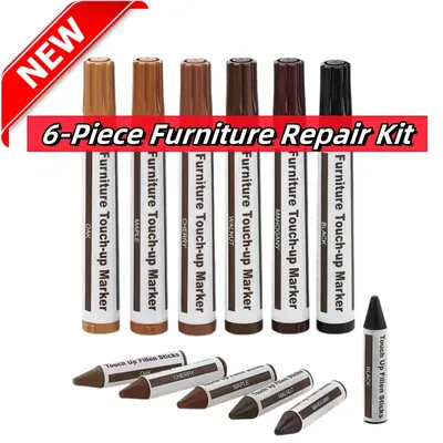 6-Pc Furniture Repair Kit - Instant Fix for Stains/Scratches/Wood, All-in-One Solution for Tables, Floors & DIY