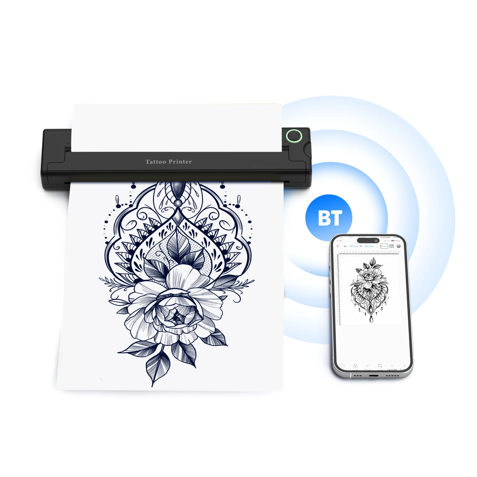 A4 Tragbare Thermo Transfer Tattoo Drucker Drahtlose Bluetooth Mobile Maker 203dpi Maschine Kompatibel Android IOS Für Büro Image