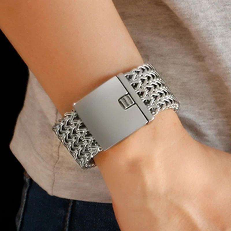 18/30mm Schwere Regenbogen Blau Mesh Kette Armband Punk Männer Frauen Hiphop Gold Farbe Edelstahl Bike Biker armreif Schmuck