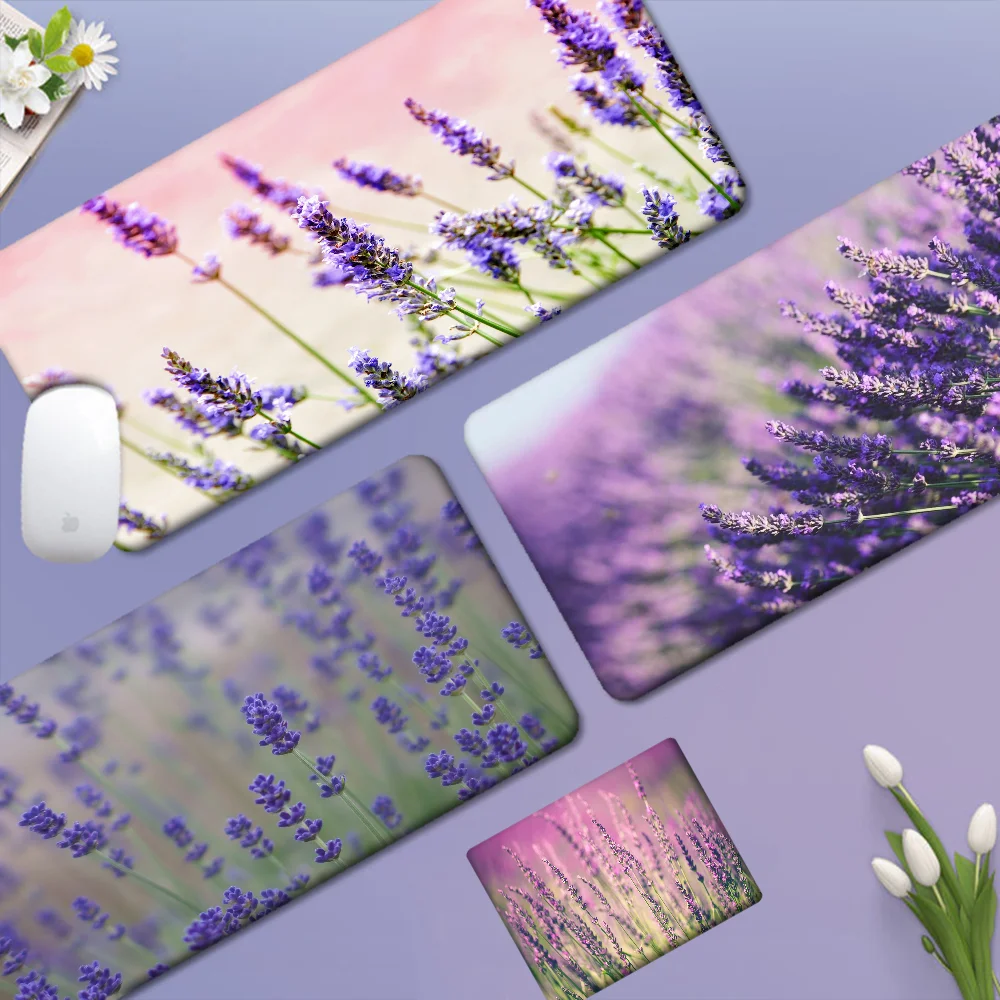 Lavendel-Druck 80 x 30 cm XL Lockedge Desktop-Schreibtischunterlage Kawaii Gaming-Zubehör Studenten-Schreibblock Image