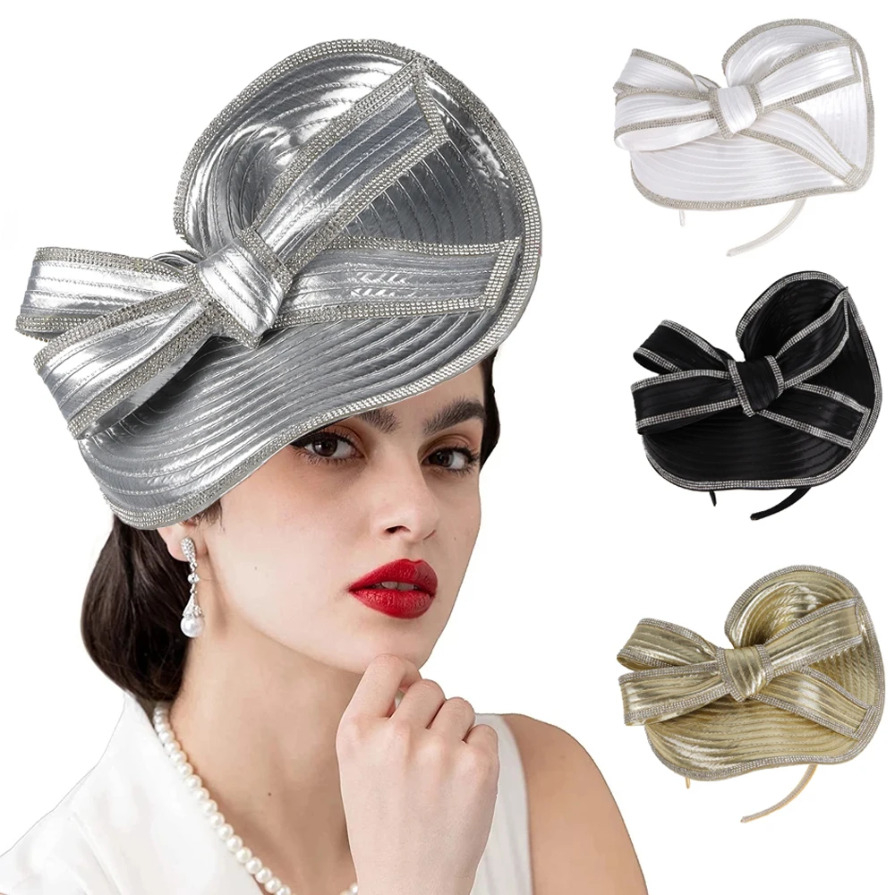 Frauen Fascinator Mode Hut Party Hochzeit Hut Breite Krempe Fedora Kentucky Derby Kopfschmuck Kirche Haar Zubehör Kopfbedeckung Image