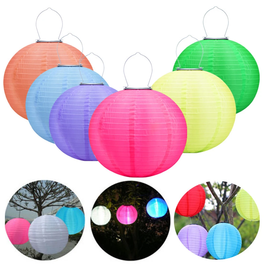 LED Solar hängende Laterne wasserdichte Stoff chinesische Laterne Festival Hängelampe 12 Zoll DIY Lampion dekorativ für Hochzeits feier Image