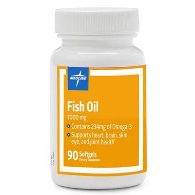 Fish Oil Softgel, 1,000 mg, 90/Bottle, 24 Bottles/Case, 24/CS (OTCM00019) Case of 24 Medline