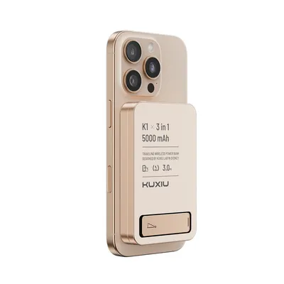KUXIU K1 3 in 1 Magnetic Power Bank For iPhone 16 15 14 13 12,Apple Watch,AirPods,15W Wireless Portable Fast Charging 5000 mAh