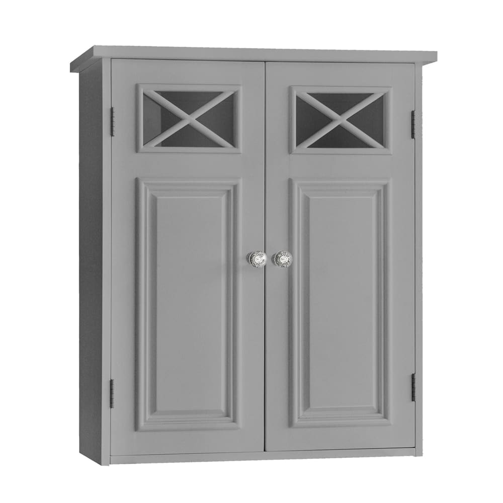 Armoire murale de salle de bain en 2 portes effet bois gris