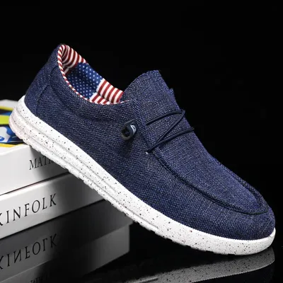 Men casual shoes slip on canvas loafers comfortable walking flats for man dude soft moccasins