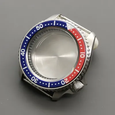 42mm Silver SKX007 Watch Case Flat Sapphire Glass Fit for NH35 NH36 4R 6R 7S Movement 28.5mm Dial Men Watch Case Repair Parts