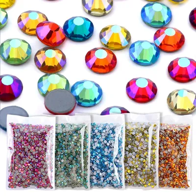 QIAO Wholesale Hotfix Strass Glitter Rhinestone AB Crystal Flatback Diamond Gems Decorative Stones
