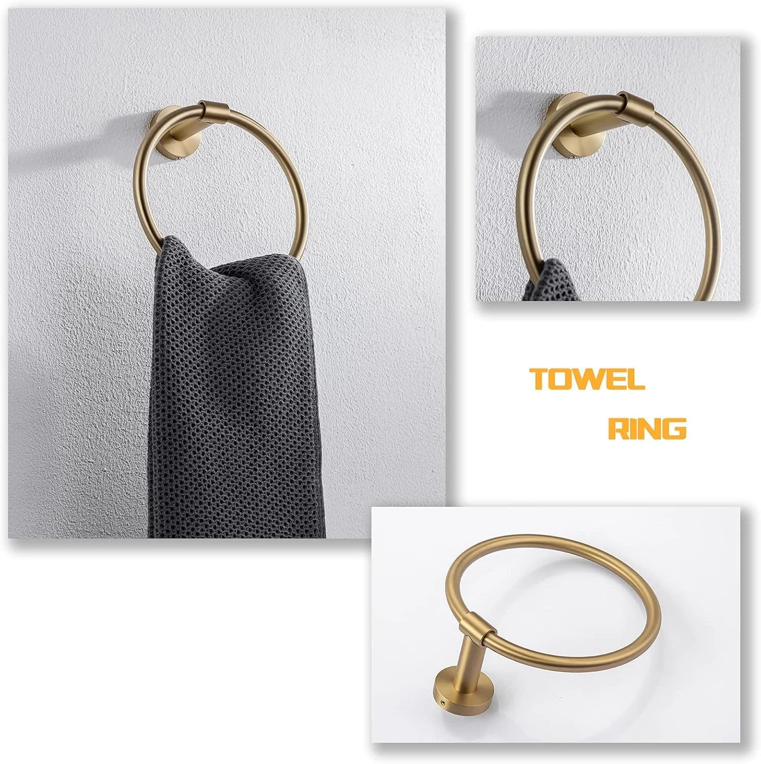 Anneau porte-serviettes de salle de bain, crochet, accessoires de quincaillerie, support de rangement, porte-serviettes en acier inoxydable 304, porte-serviettes rond moderne