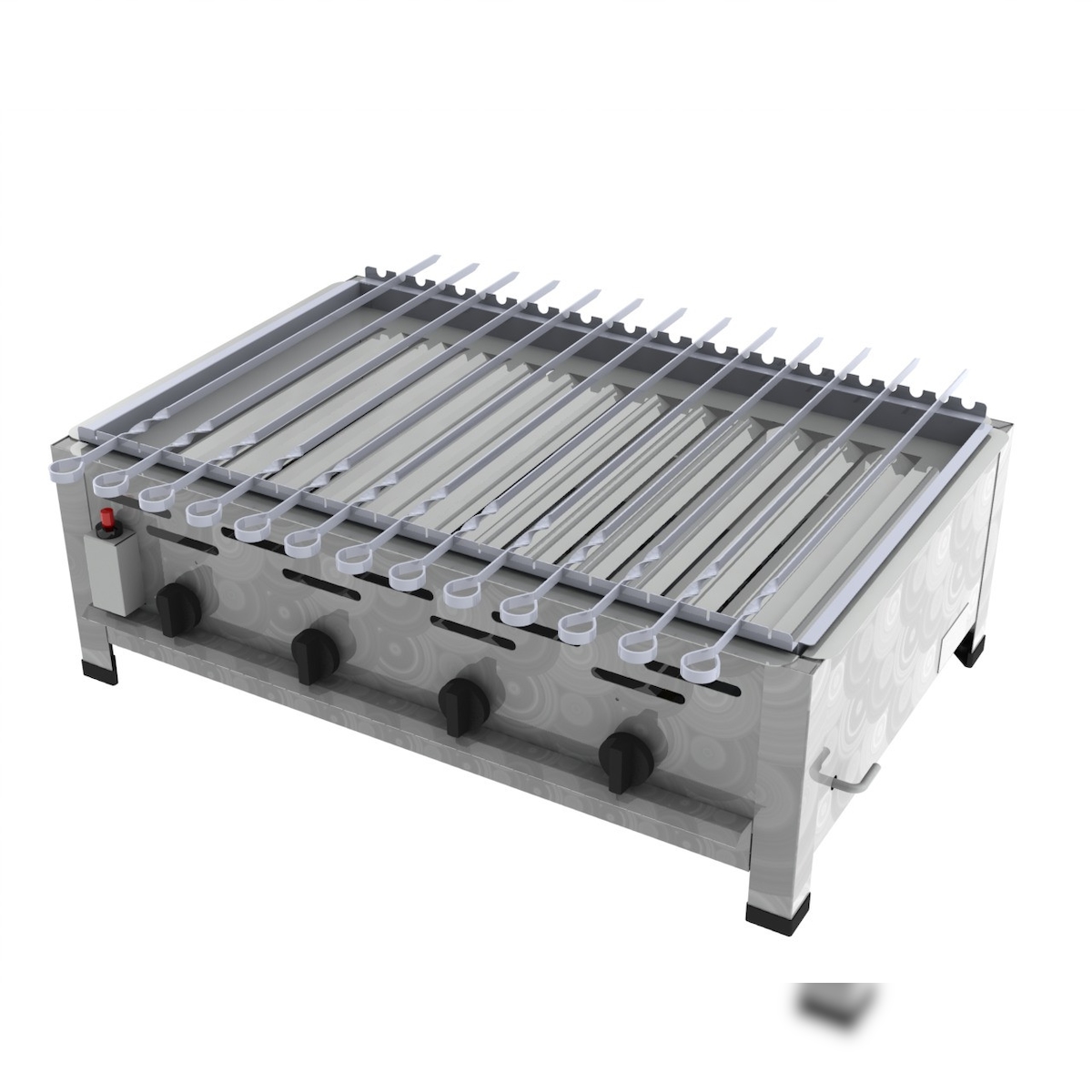 ChattenGlut Schaschlikgrill Kebabgrill 4-flammig mit Spieß Aufsatz im Mangal Style 14,7kW Image