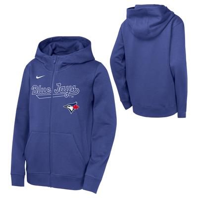 Toronto Blue Jays Nike Fleece-Kapuzenpullover mit durchgehendem Reißverschluss – Jugendliche Image