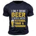Lustiges T-Shirt mit Buchstabendruck „I Only Drink Beer" für Herren grafische Baumwollmischung kurzärmelig bequem Sommer Frühling Designer-Mode