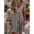 Damen Sommer Frühling Kurzarm V-Ausschnitt Minikleid Floral Paisley Print Tägliches Date