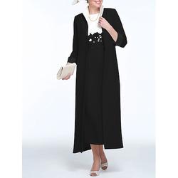 Elegantes Kleid für die Mutter der Braut Juwelenkragen Enganliegend Knöchellang Ärmellos Stretchstoff Applikationen Hochzeit Gast