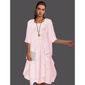 Elegantes Scoop-Neck knielanges Chiffon-Lace-Zweiteiler A-Linien-Mutter der Braut Kleid Hochzeitsgast ärmelloser Jackenstil Falten und Applikationen