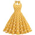 50er-Jahre-Vintage-Cocktailkleid mit offenem Rücken Midi-A-Linie Volant Neckholder V-Ausschnitt Polka Dot-Print Valentinstagskleid