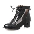 Damen Blockabsatz Schnür ankle boots Minimalismus Süßes Mesh PU Bandbindung Großer Absatz Alltags Stiefel Sandalen Sommer Schuhwerk