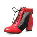 Damen Blockabsatz Schnür ankle boots Minimalismus Süßes Mesh PU Bandbindung Großer Absatz Alltags Stiefel Sandalen Sommer Schuhwerk