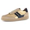 Plateausneaker GABOR, Damen, Gr. 37, karamell, schwarz, Ziegenveloursleder, Glattleder, kontrastfarbene Details, sportlich, Schuhe, Freizeitschuh, Halbschuh, Schnürschuh mit gepolstertem Schaftrand, Topseller