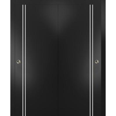 Bypass Doors 36 x 80 Planum 0310 Matte Black with Sturdy Rails