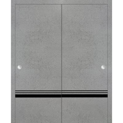 Bypass Doors 36 x 80 Planum 0012 Concrete with Sturdy Rails