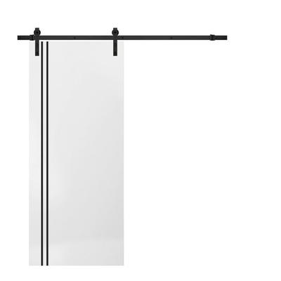 Sturdy Barn Door 18 x 80 Planum 0016 White Silk with 6.6FT