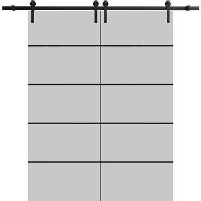 Sturdy Double Barn Door 36 x 80 with Planum 0015 Grey Matte with 13FT