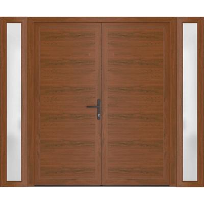 Exterior Prehung Metal-Plastic Double Doors / MANUX 8111 Walnut / 72x80