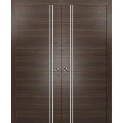 French Double Pocket Doors 36x80 Planum 0310 Chocolate Ash Kit Trims Rail